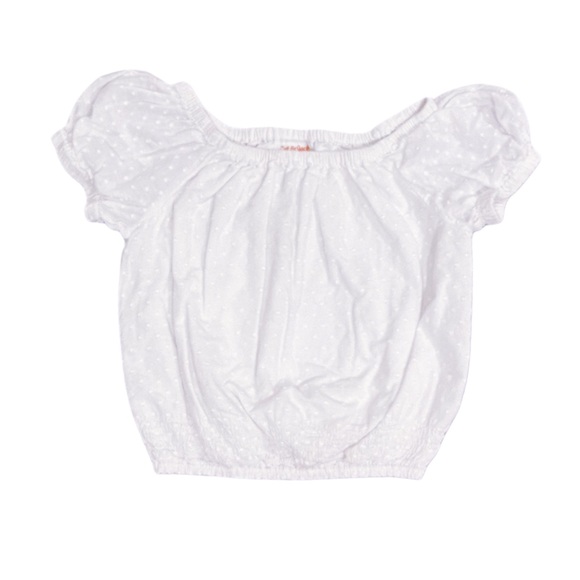 CAT & JACK Girl's White Top with Puff Sleeves & Gathered Bottom. Size 6/7. - Picture 2 of 4